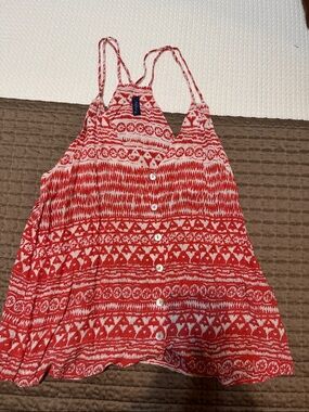 Final Touch Red and White Printed Spaghetti-Strap Top